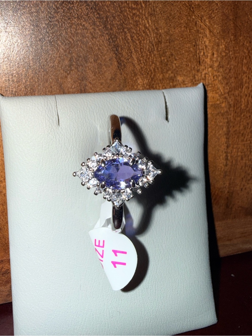 Sterling Silver Marquise Blue Violet Halo Ring